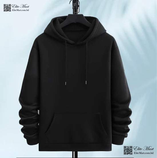 Black Color Solid Hoodies