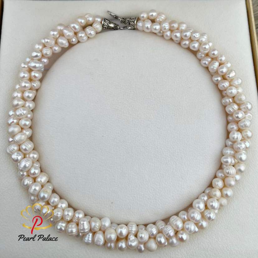 Ivory Cascade" 3 Layer Freshwater Pearl Necklace. — 2