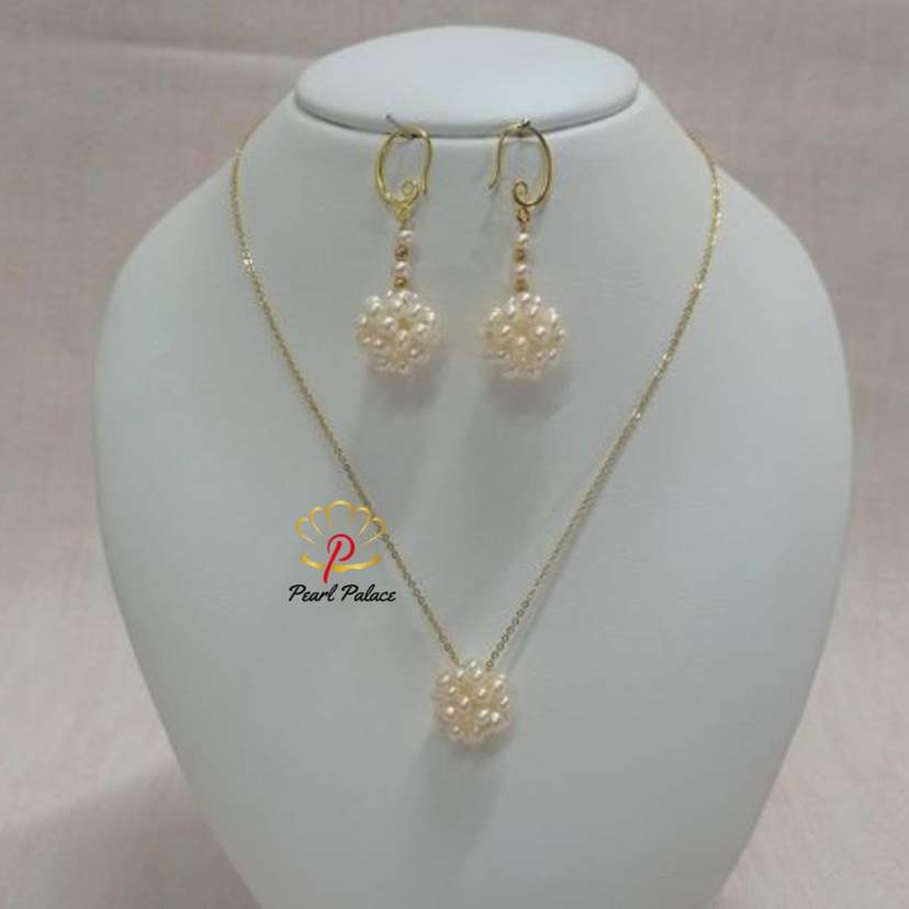 Luminous Orb_ 18K Gold Plated Pearl Necklace Set — 2