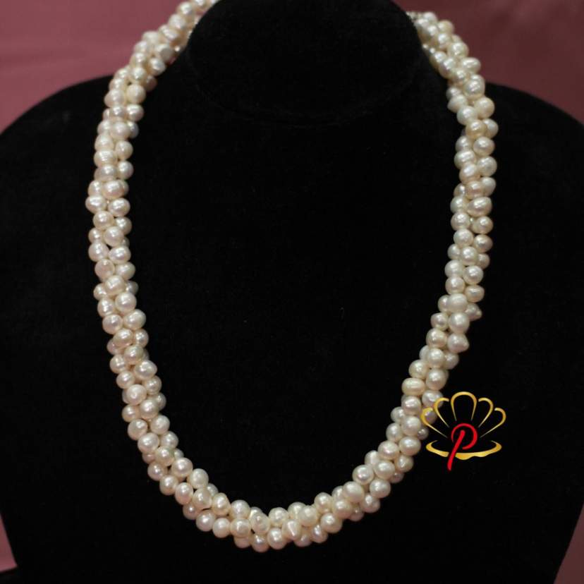 3-Layer Twisted Freshwater Pearl Necklace — 2