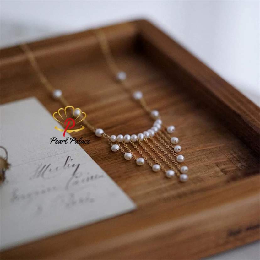925 Silver Tassel Necklaces Handmade Gold Filled Jewelry Natural Pearl Pendants — 2