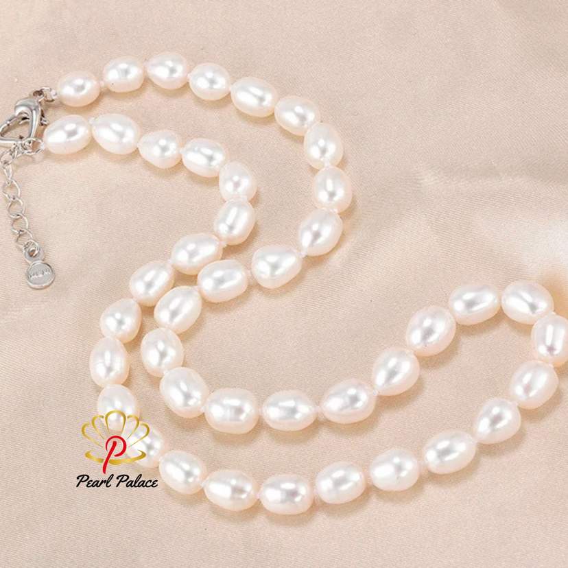 AAA 7-8mm Natural Freshwater Pearl Necklace Women Jewelry Necklace 925 Silver White Pink Purple Real Pearl Jewelry — 2