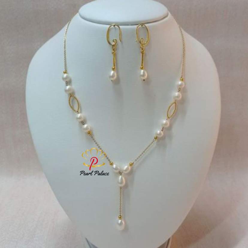 Elegant 18K gold plated Y-necklace and earring set — 2