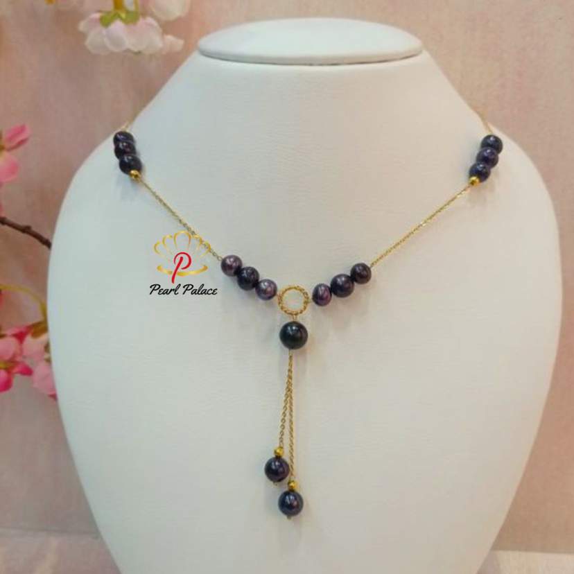 Elegant Black Pearl Drop Necklace — 2