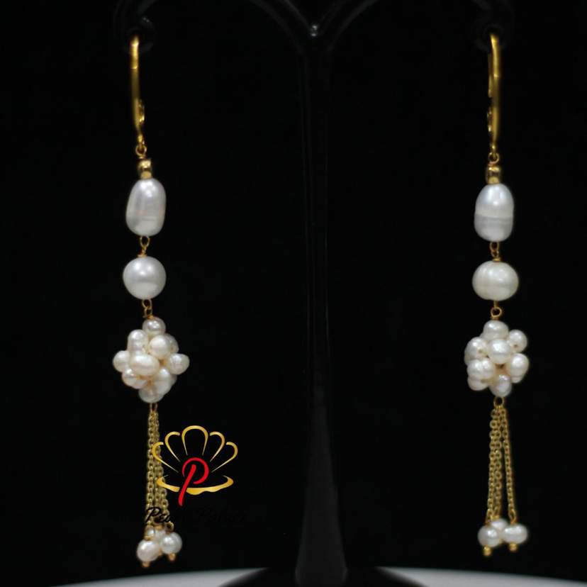 Exclusive Freshwater Pearl Earrings with Purple Rice & Round Pearl — 2