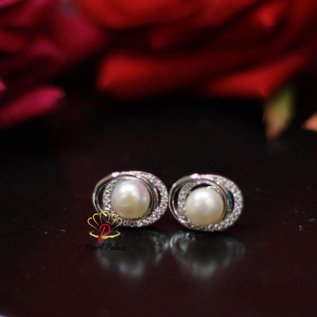 Graceful Round Pearl Earrings