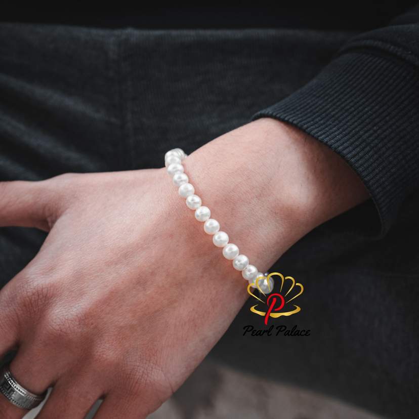 Men White Pearl Bracelet — 2