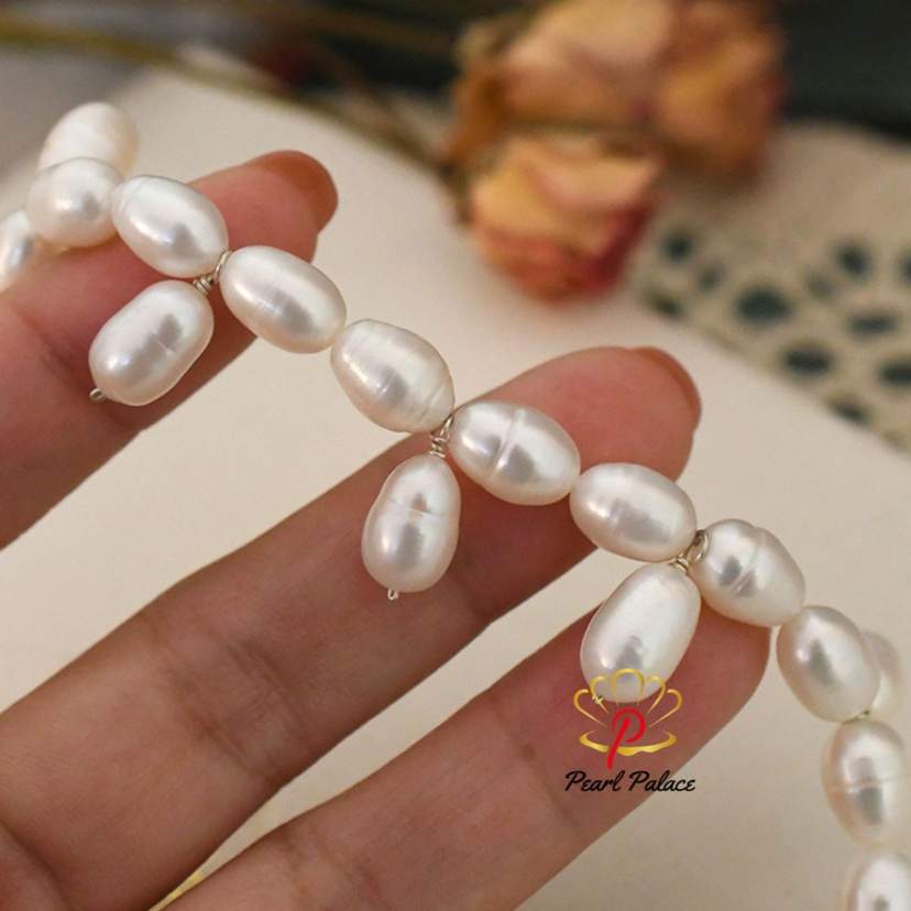 Natural Freshwater Pearl Necklace 925 Sterling Silver Clasp Decorated Growth Pattern Jewelry for Women — 2