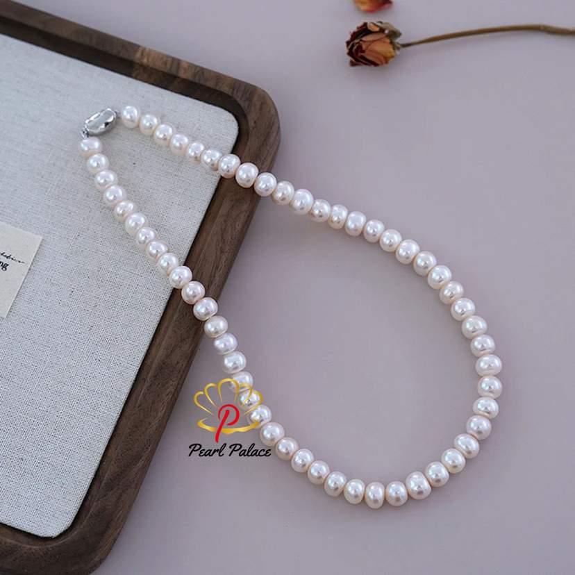 Natural Freshwater Pearl Necklace 925 Sterling Silver Jewelry for women bride Wedding — 2