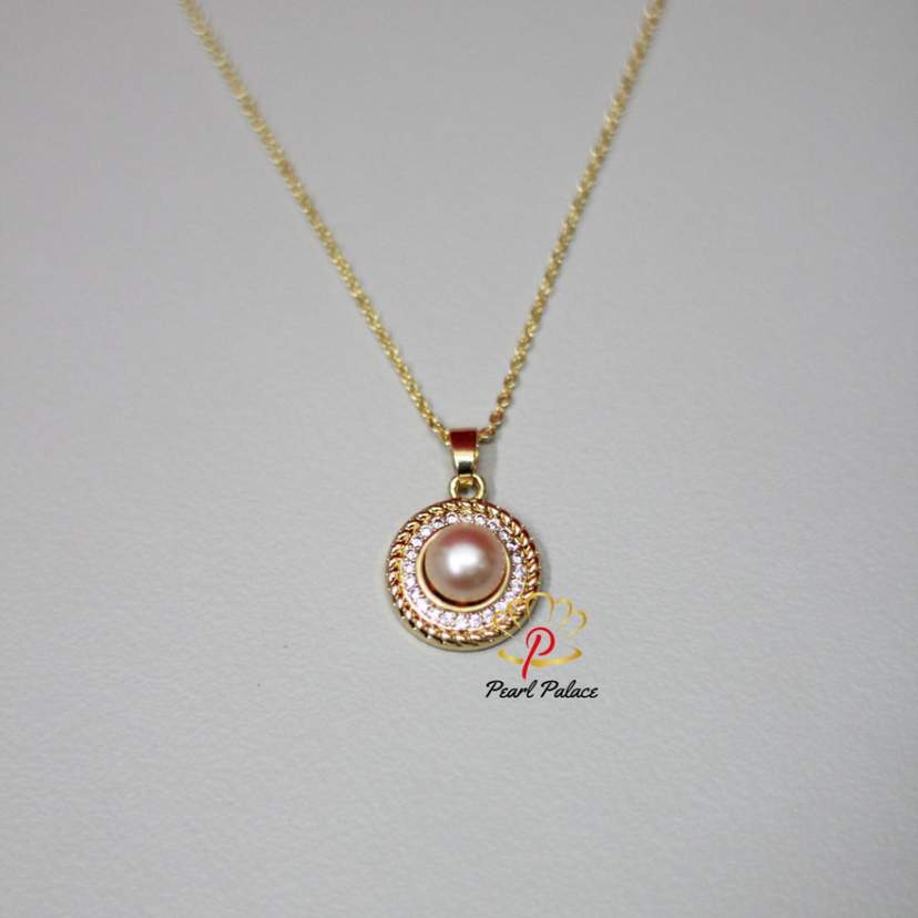 Pink Freshwater Pearl Pendant Set — 2