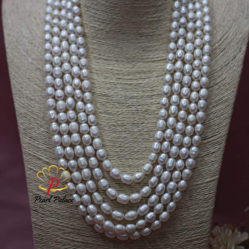 White Rice Pearl 5-Layer Necklace — 2