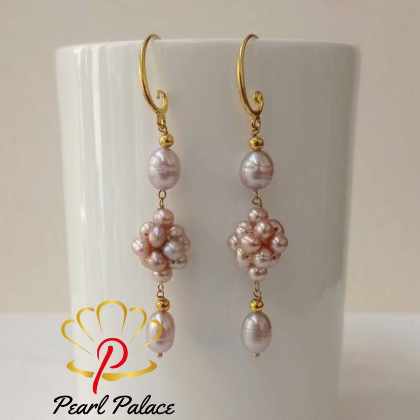 Fresh water pearl earring Purple — 2
