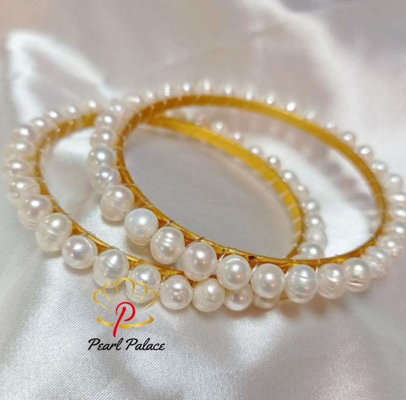 Elegant Freshwater Pearl & Gemstone white Bangle — 2