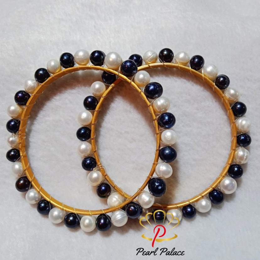 Fresh Water Pearl Black & white Color Fresh Water Pearl Churi — 2