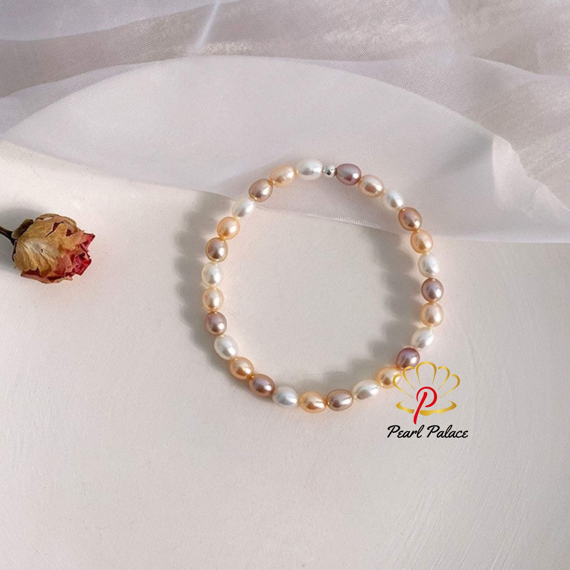 multi colour Elastic Freshwater Pearl Bracelet