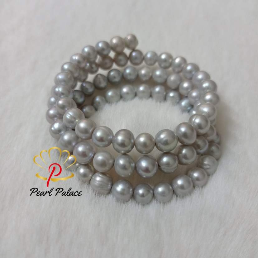 Serene Sunset pearl Bracelet silver color 3 layer — 2