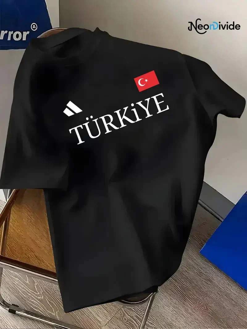 Drop Shoulder Print T-Shirt - Turkey Design — 2