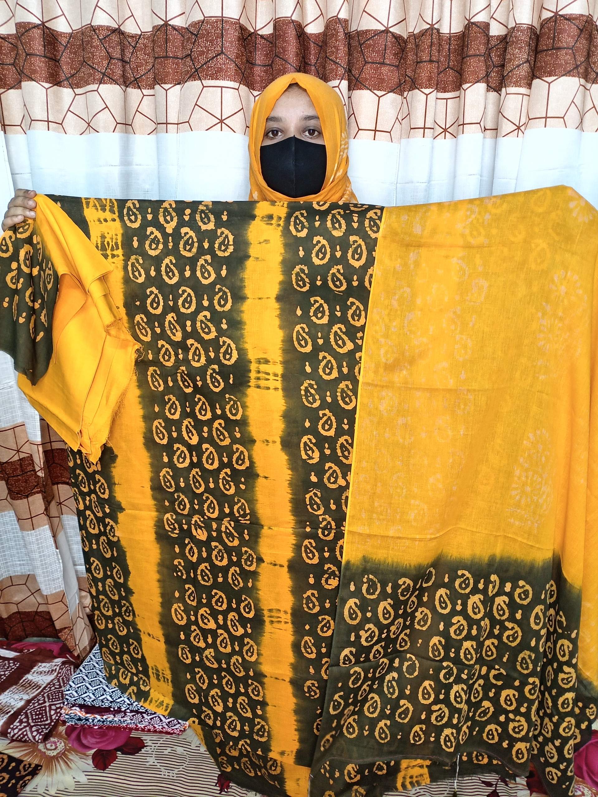 অরগেন্ডি টারসেল বাটিক থ্রি পিস