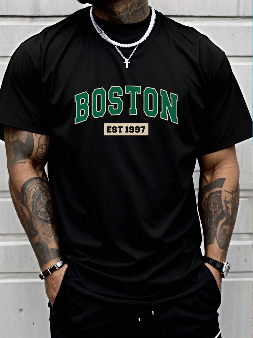 Drop Shoulder Print T-Shirt - Boston — 2