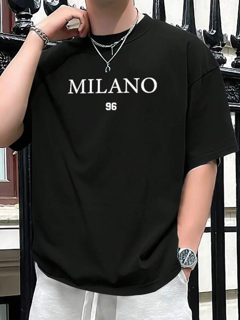 Drop Shoulder Print T-Shirt - Milano 96 — 2