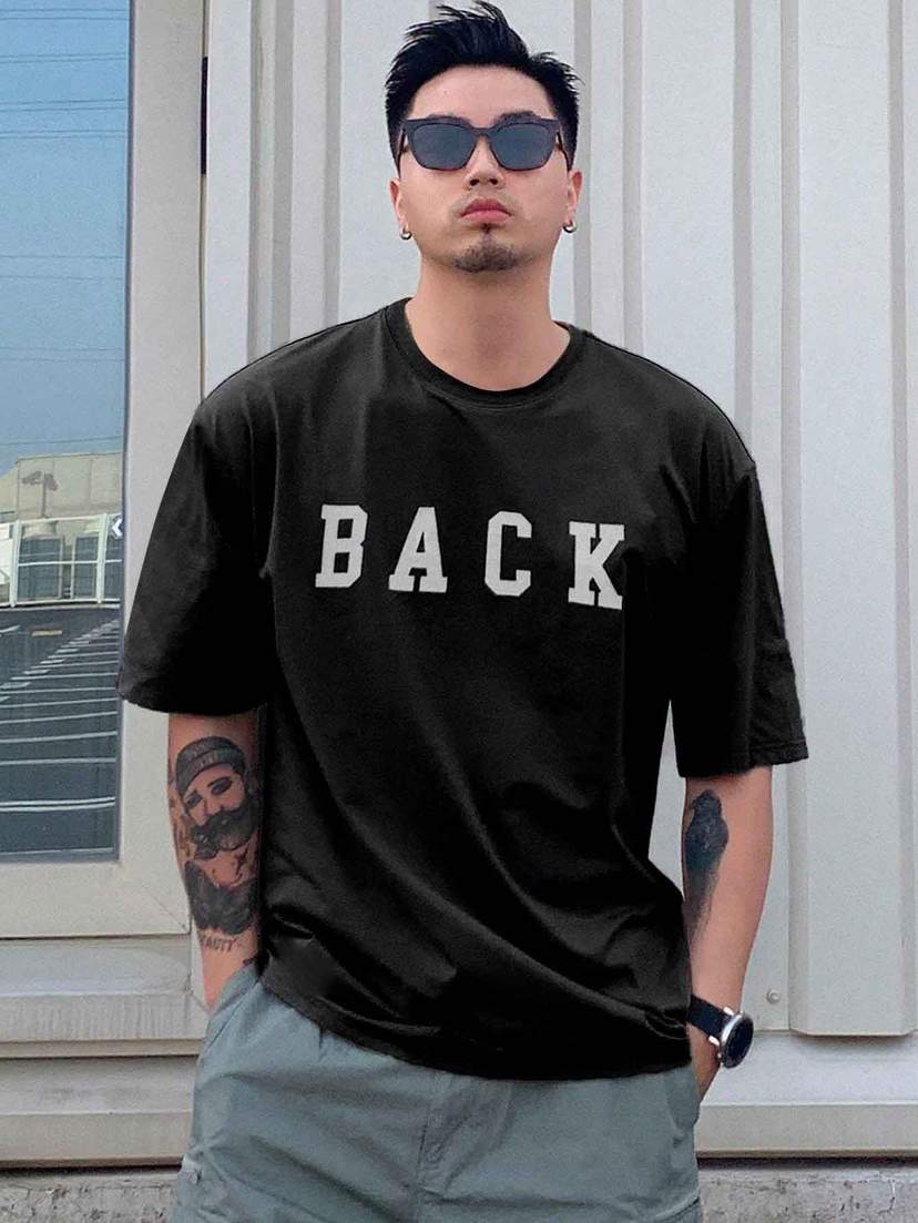 Drop Shoulder Print T-Shirt - Back Design — 2