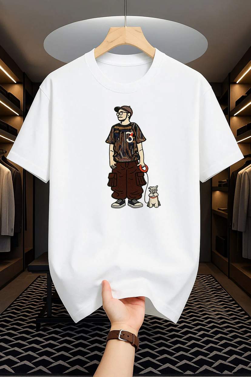 Drop Shoulder Print T-Shirt - Cat Design — 2