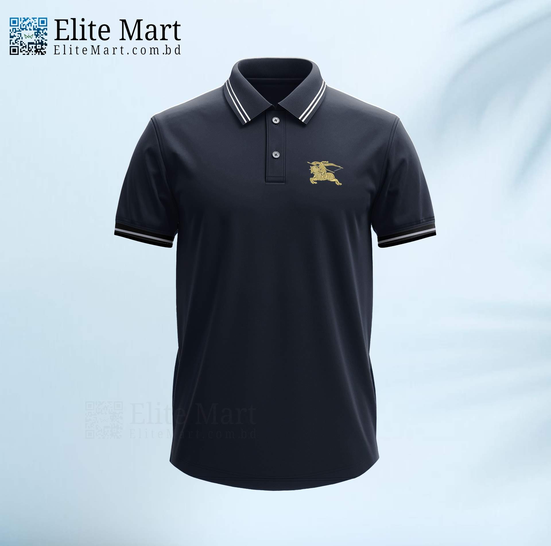 BURBERRY Premium Jacquard polo shirt (Nevy Blue)